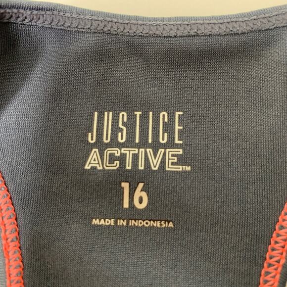 JUSTICE Active Gray Pink High Neck Sports Bra Size 16 - Picture 3 of 7